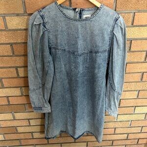 Zara Long Sleeve Washed Denim Mini Dress Women’s Size Small